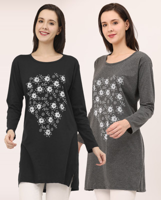 DASPRATION Printed Women Round Neck Multicolor T-Shirt