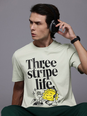 ADIDAS Graphic Print Men Crew Neck Green T-Shirt