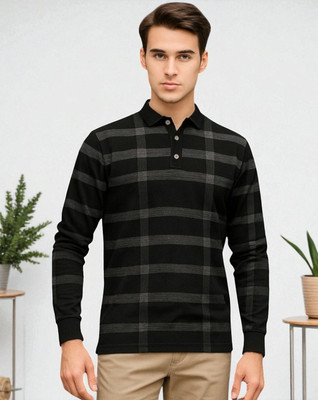 Autna Printed Men Polo Neck Black T-Shirt