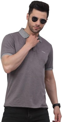 LOUIS STITCH Solid Men Polo Neck Grey T-Shirt