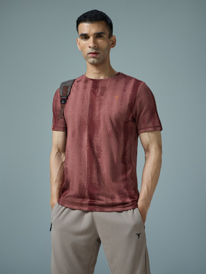 TECHNOSPORT Solid Men Round Neck Brown T-Shirt