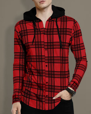 EyeBogler Men Checkered Casual Red Shirt