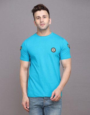 GEUM Printed Men Round Neck Light Blue T-Shirt