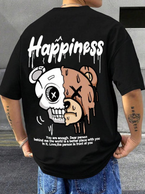 Amaran Printed Men Round Neck Black T-Shirt
