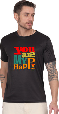 liox Printed Men Round Neck Black T-Shirt