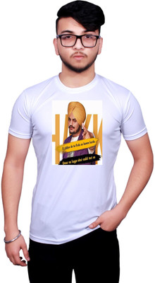 KRYONIX Printed, Typography Men Polo Neck White T-Shirt