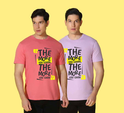WOOSTRO Printed Men Round Neck Multicolor T-Shirt