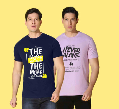 WOOSTRO Printed Men Round Neck Multicolor T-Shirt