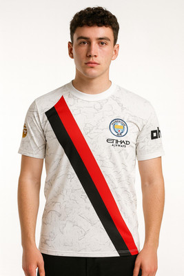 MSV Printed Men Polo Neck White T-Shirt
