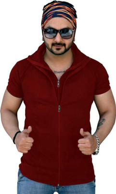Tresna Trending Solid Men Polo Neck Maroon T-Shirt