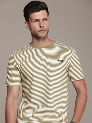 Calvin Klein Jeans Striped Men Crew Neck Green T-Shirt
