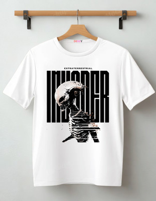 DIBBY Printed Men Round Neck White T-Shirt