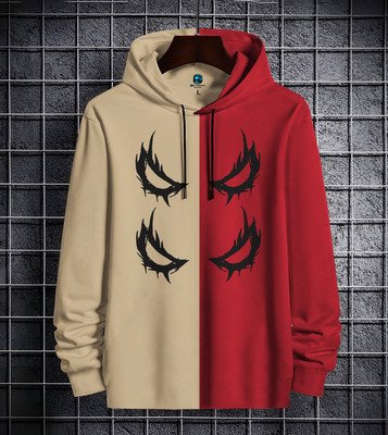 KELONBRO Printed Men Hooded Neck Red, Beige T-Shirt