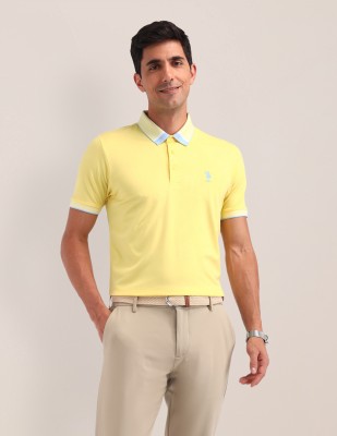 U.S. POLO ASSN. Solid Men Polo Neck Yellow T-Shirt