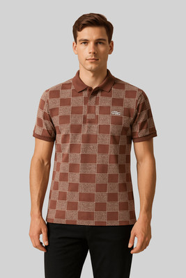 GO BIRDY Printed Men Polo Neck Red T-Shirt