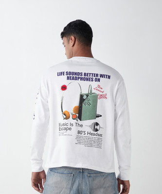 BEWAKOOF Graphic Print Men Round Neck White T-Shirt