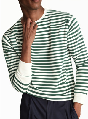 VIMAL JONNEY Striped Men Round Neck Green T-Shirt