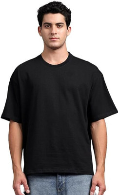 Style Of My Life Solid Men Round Neck Black T-Shirt