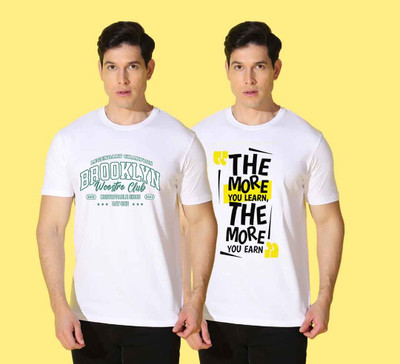 WOOSTRO Typography Men Round Neck White T-Shirt
