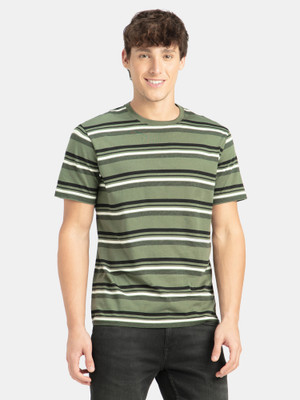 JOCKEY Striped Men Round Neck Green T-Shirt