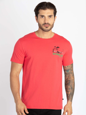 Status Quo Solid Men Round Neck Pink T-Shirt