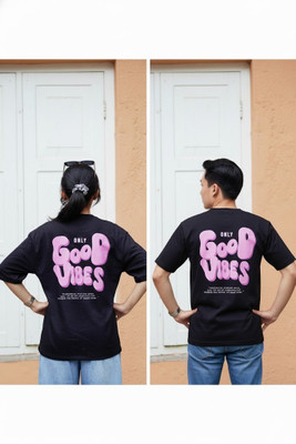 VEYRE Printed Women Round Neck Black T-Shirt