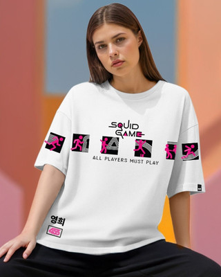 BEWAKOOF Printed Women Round Neck White T-Shirt