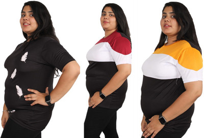 Oishee Printed Women Round Neck Multicolor T-Shirt