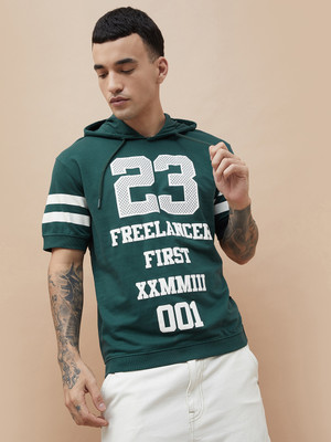 Fame Forever by Lifestyle Printed Men Hooded Neck Green T-Shirt