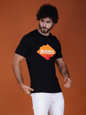 Zvezda Printed Men Round Neck Black T-Shirt