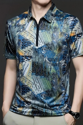 ENDGAME Tie & Dye Men Zip Neck Multicolor T-Shirt