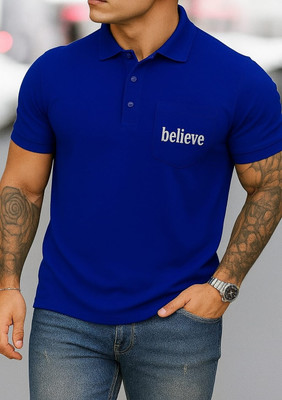 SCUBA Printed Men Polo Neck Dark Blue T-Shirt