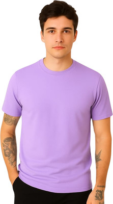 Be Collardo Solid Men Round Neck Purple T-Shirt