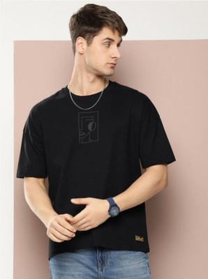 Aahna Fashion Graphic Print Men Round Neck Black T-Shirt