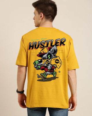 clickwell Printed Men Round Neck Yellow T-Shirt