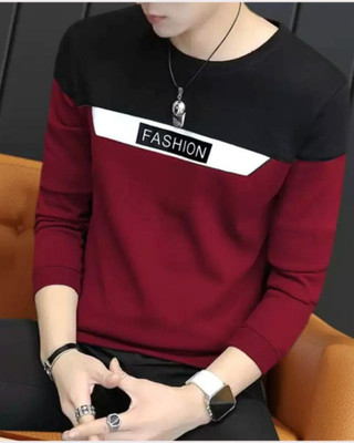 CROSSSTICH Printed Men Polo Neck Maroon T-Shirt