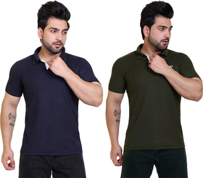 AZF Solid Men Polo Neck Multicolor T-Shirt