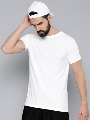 BEING WANTED Solid Men Round Neck White T-Shirt