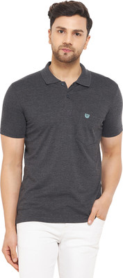 DUKE Solid Men Polo Neck Grey T-Shirt