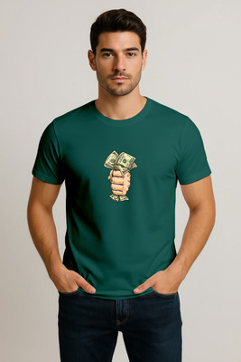 Swaydem Graphic Print Men Round Neck Reversible Green T-Shirt