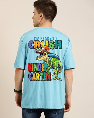 Clickwell Trending Printed, Typography Men Round Neck Blue T-Shirt