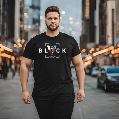 KART BLACK Self Design Men Round Neck Blue T-Shirt