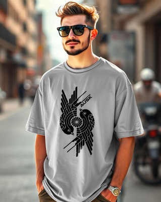 AUSK Printed Men Round Neck Grey T-Shirt