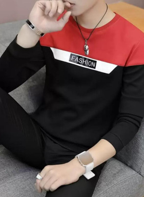 EMERALD Colorblock Men Round Neck Red T-Shirt