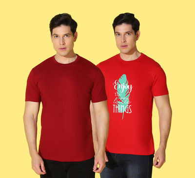 WOOSTRO Typography, Solid Men Round Neck Multicolor T-Shirt