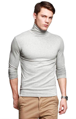 GLAMPANDA Solid Men High Neck Grey T-Shirt