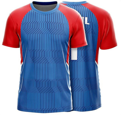 IZON Printed Men V Neck Light Blue T-Shirt