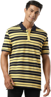 JOCKEY Striped Men Polo Neck Dark Blue T-Shirt