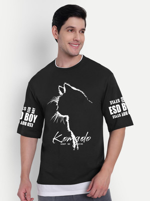 HouseOfCommon Printed Men Round Neck Black T-Shirt