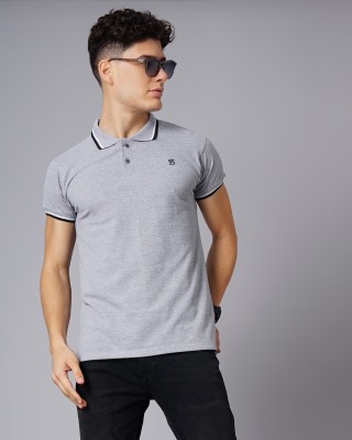 Paul Street Solid Men Polo Neck Grey T-Shirt